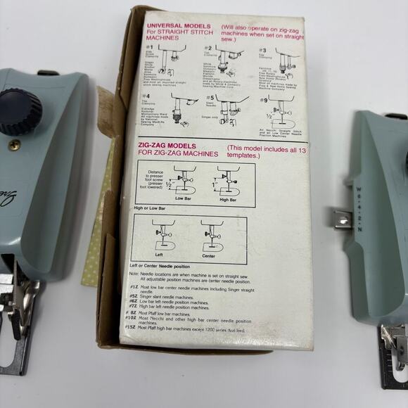 Set of 2 Greist Buttonholers Model Automatic Buttonhole Stitch Attachments w Box - Picture 10 of 12